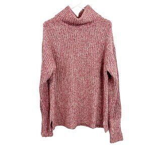J. Crew Point Sur Pink Marled Cropped Turtleneck Sweater Pullover - Size Large